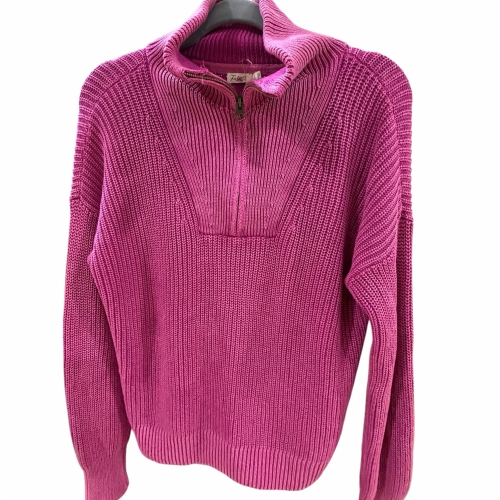 Faherty Sunwasg Mariner Organic cotton Quarter Zip Pink Small
